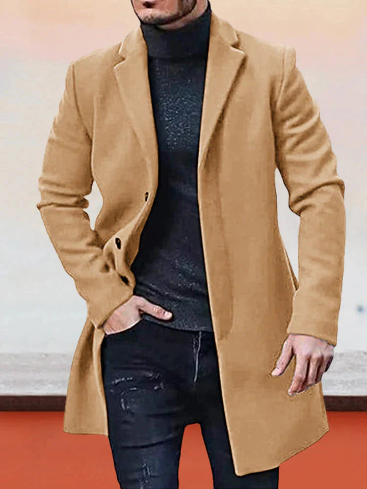 Płaszcz męski wełniany na wiosnę – elegancki płaszcz męski z wełny casual przejściowy