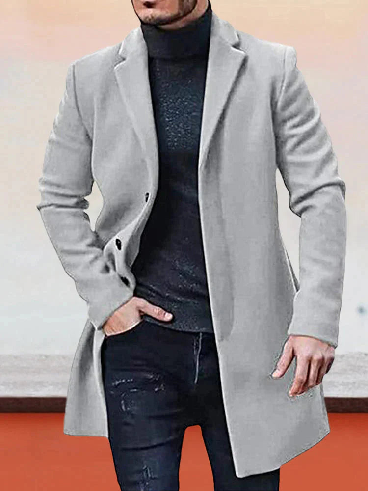 Płaszcz męski wełniany na wiosnę – elegancki płaszcz męski z wełny casual przejściowy