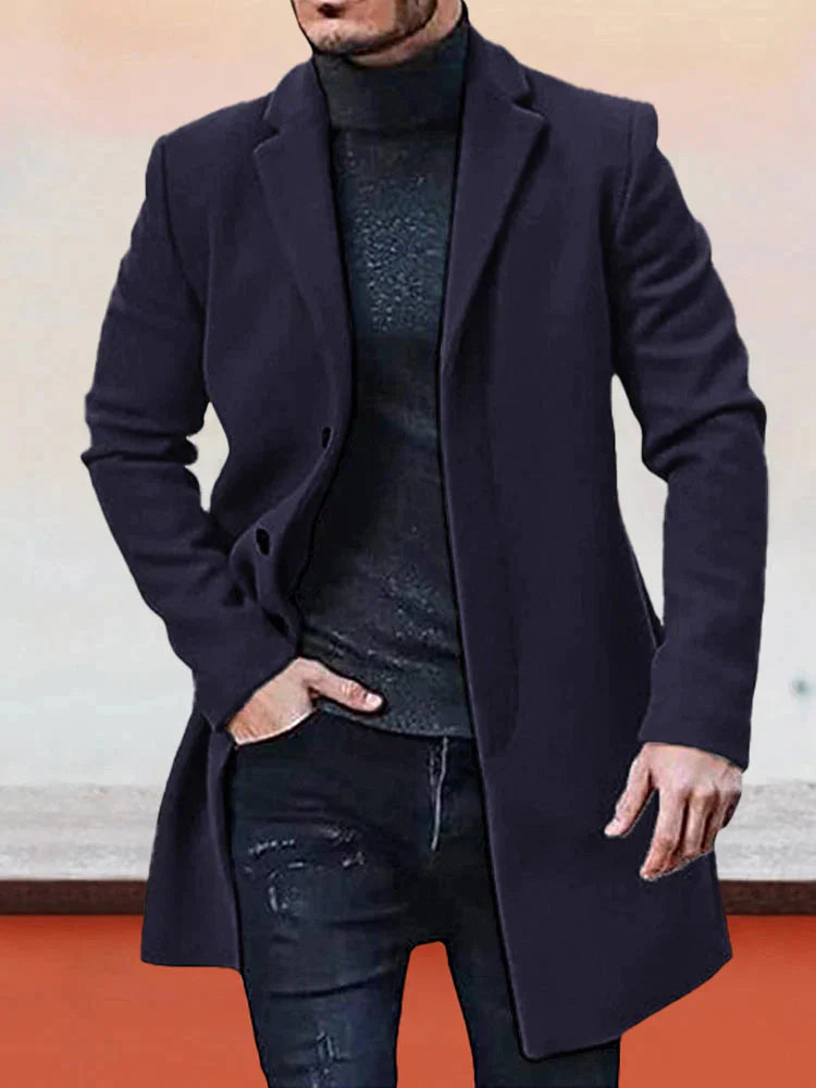 Płaszcz męski wełniany na wiosnę – elegancki płaszcz męski z wełny casual przejściowy