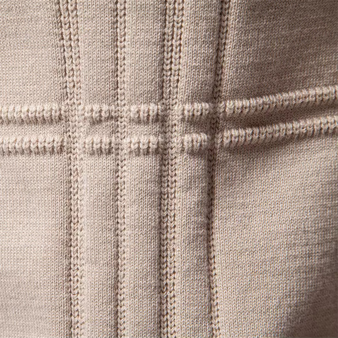 Męski sweter wełniany okrągły dekolt prążkowany jesienny casual