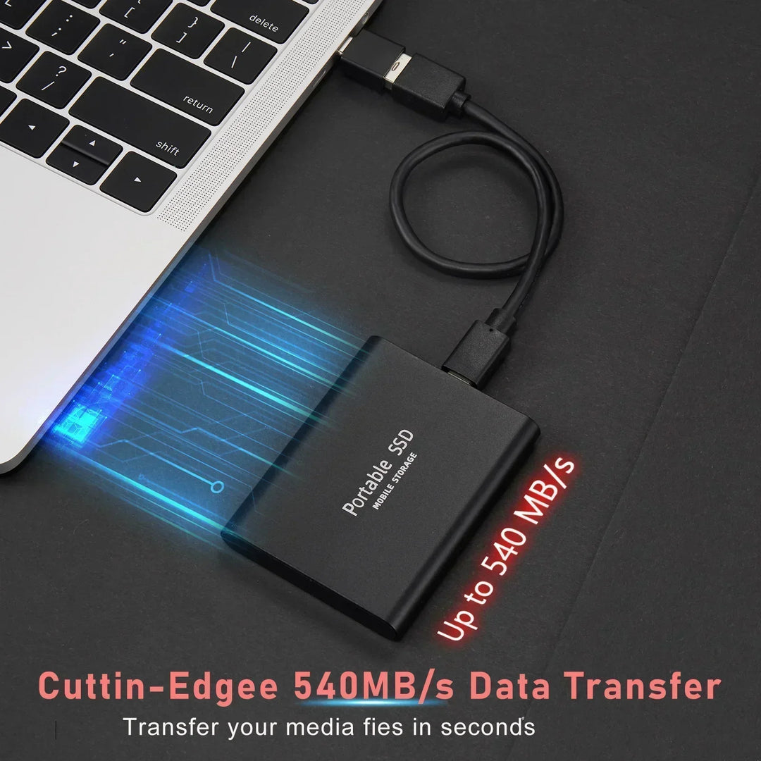 Zewnętrzny dysk SSD 2 TB USB-C  szybki transfer danych i kopia zapasowa, 520 MB/s
