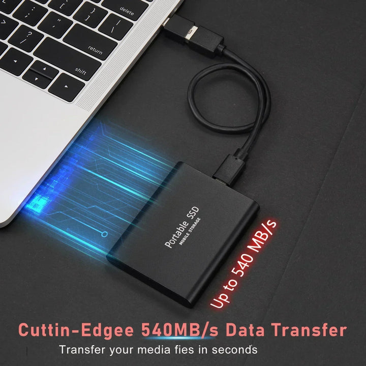 Zewnętrzny dysk SSD 2 TB USB-C  szybki transfer danych i kopia zapasowa, 520 MB/s