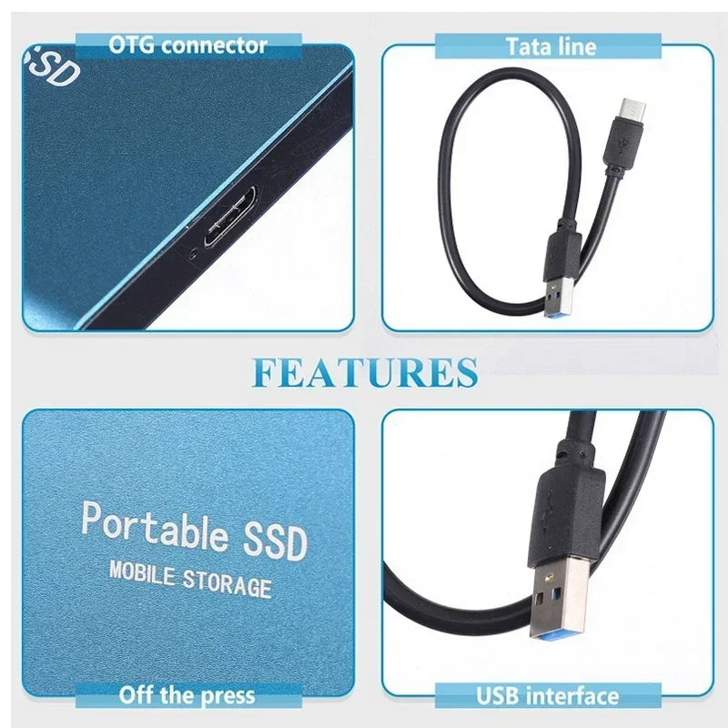 Zewnętrzny dysk SSD 2 TB USB-C  szybki transfer danych i kopia zapasowa, 520 MB/s