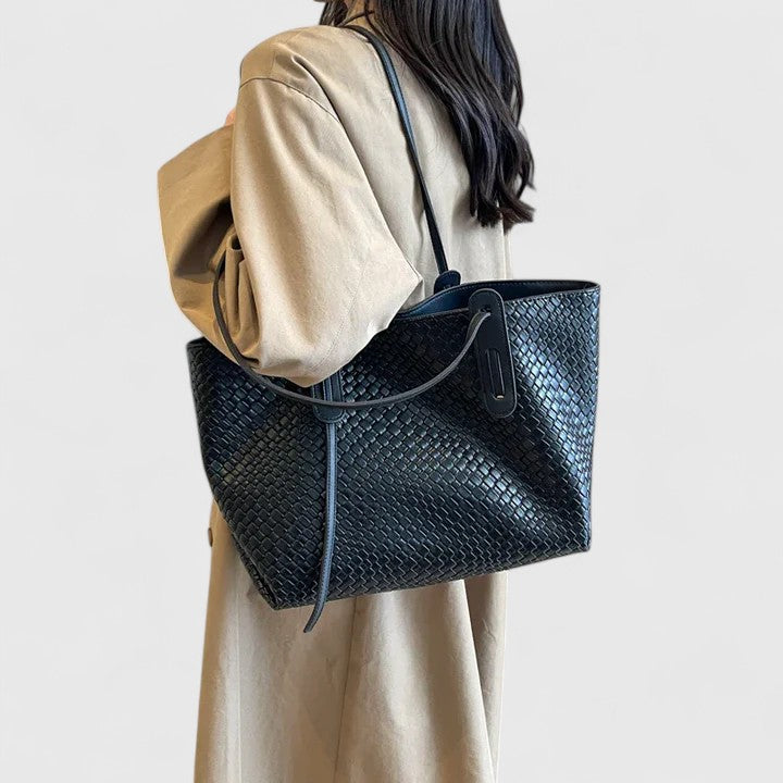 Torba typu tote damska skórzana pleciona elegancka na co dzień i do pracy