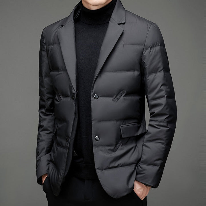 Blazer masculino acolchoado de inverno com enchimento quente elegante para o inverno
