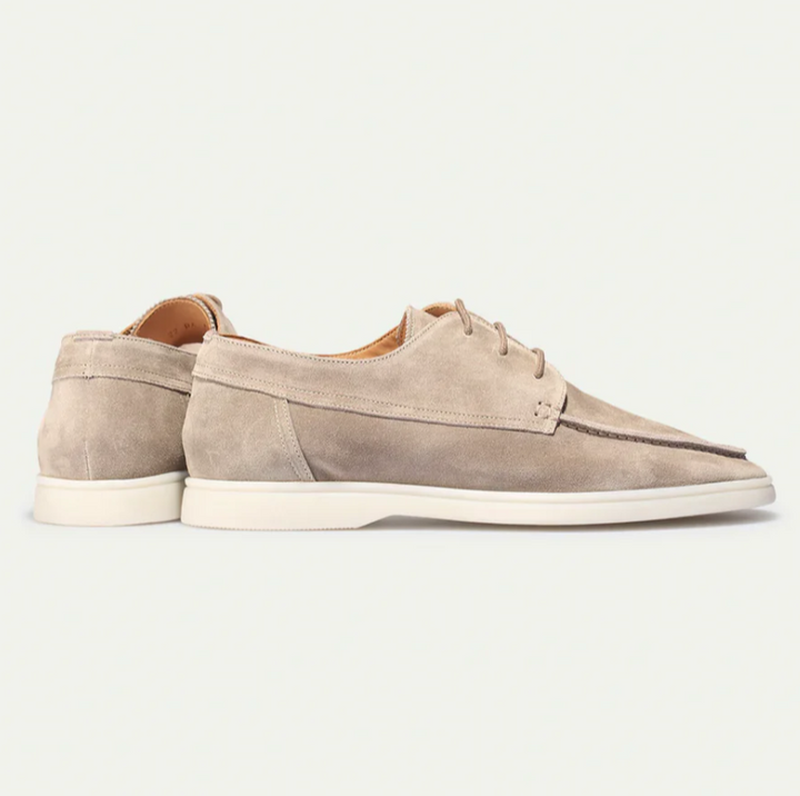 Loafersy skórzane męskie luksusowe z wiązaniem eleganckie lato 2026
