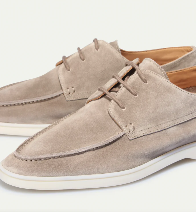 Loafersy skórzane męskie luksusowe z wiązaniem eleganckie lato 2026