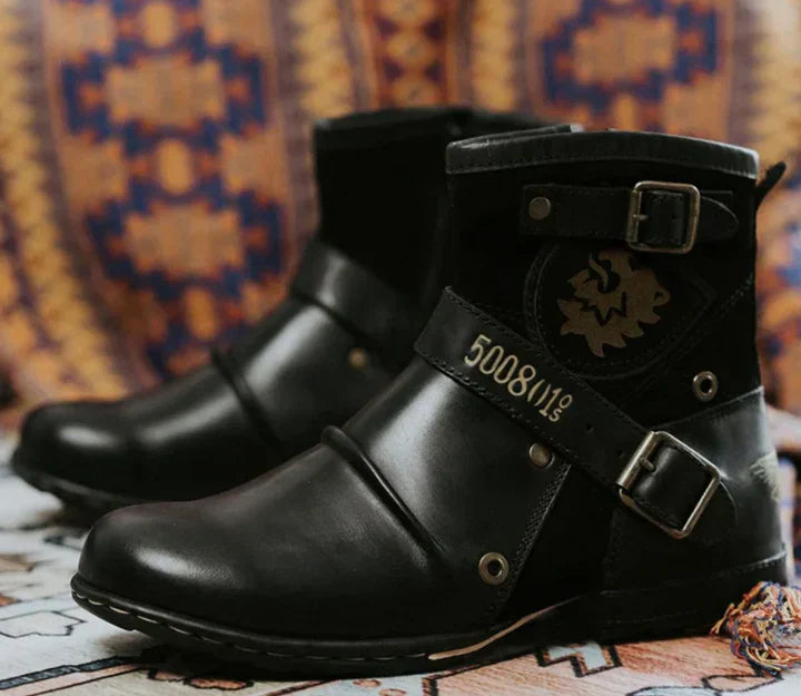 Botas de motociclista masculinas em pele para primavera, elegantes, casuais e estilosas