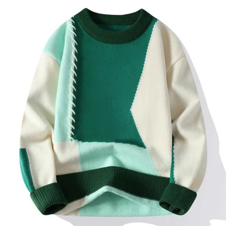 Sweter damski wełniany patchworkowy oversize dzianinowy na jesień i zimę casualowy