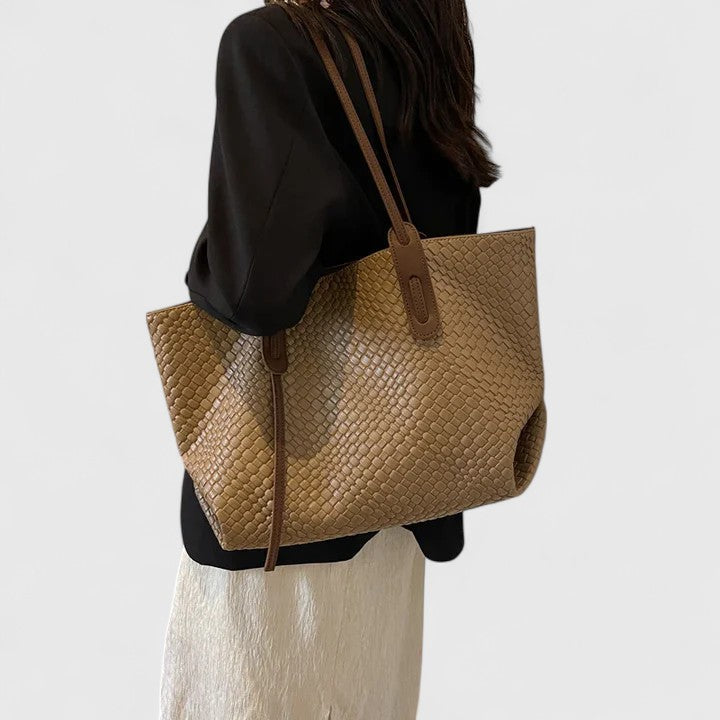 Torba typu tote damska skórzana pleciona elegancka na co dzień i do pracy