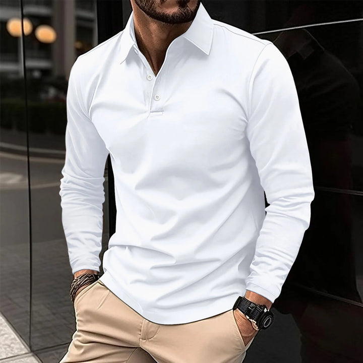 Męska koszulka polo z długim rękawem bawełniana longsleeve casual na jesień