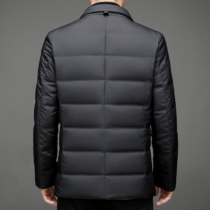 Blazer masculino acolchoado de inverno com enchimento quente elegante para o inverno