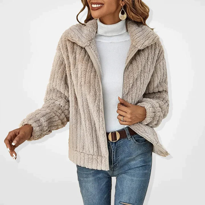 Kurtka polarowa damska fleece z zamkiem na jesień i zimę oversize casualowa