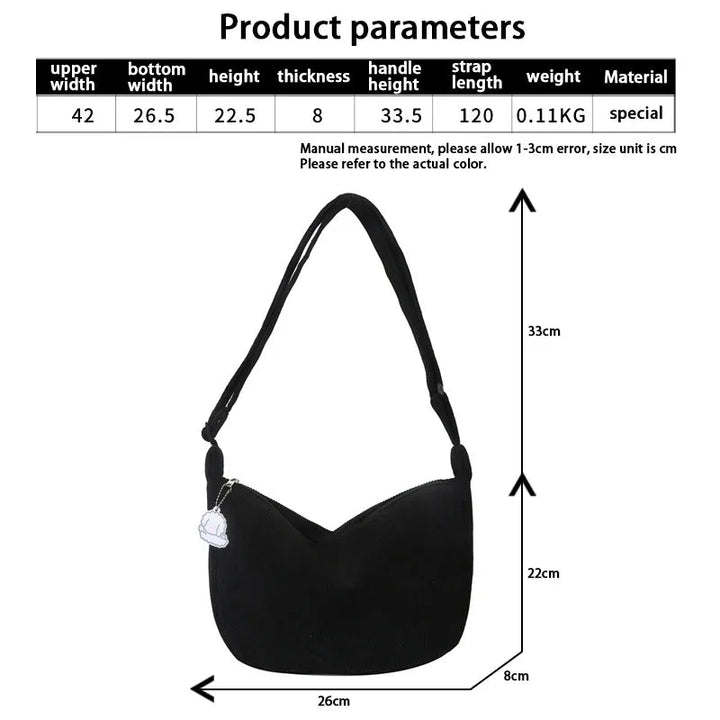 Mala de ombro feminina em Cordura para o outono, bolsa espaçosa para o dia a dia, trabalho e cidade.