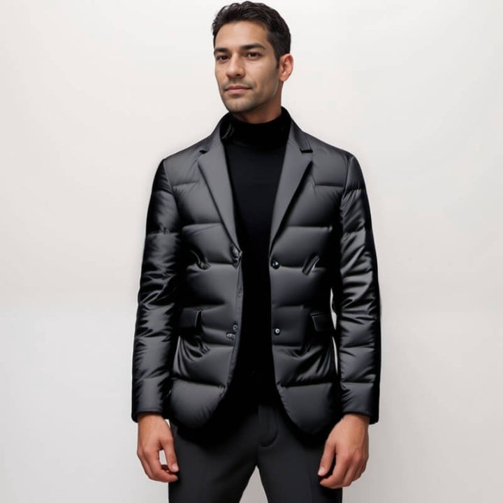 Blazer masculino acolchoado de inverno com enchimento quente elegante para o inverno