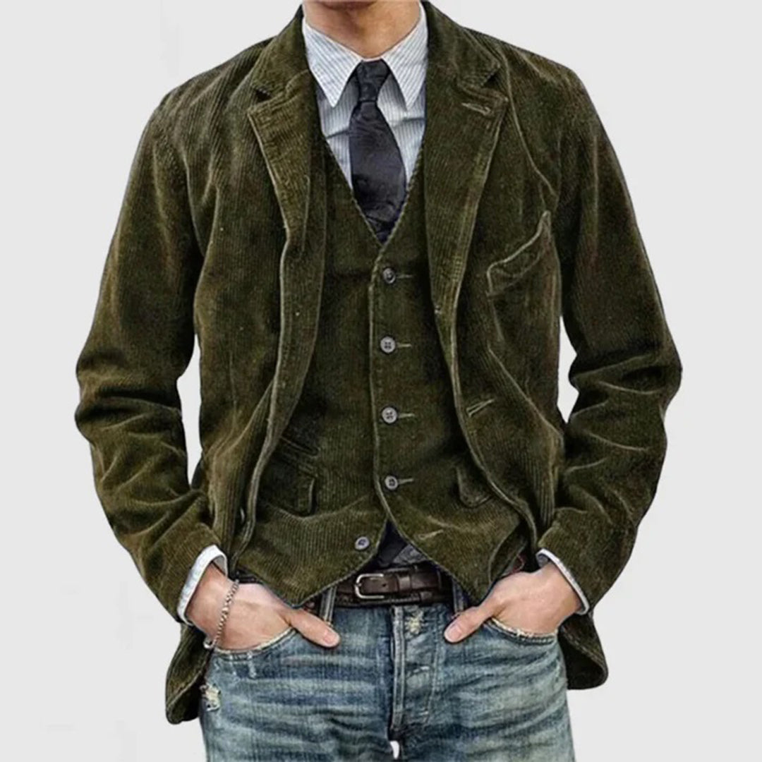 Marynarka męska sztruksowa bawełniana elegancka casualowa wiosenna klasyczna blazer