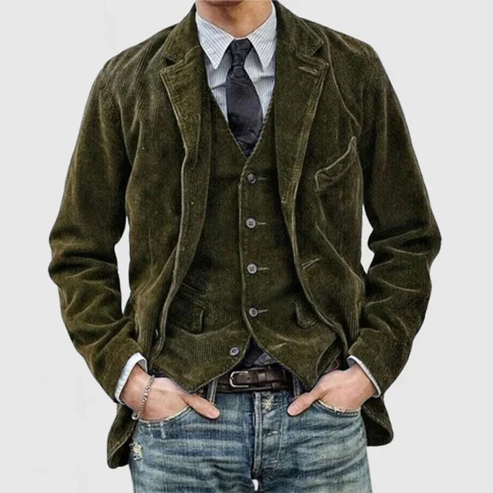 Marynarka męska sztruksowa bawełniana elegancka casualowa wiosenna klasyczna blazer