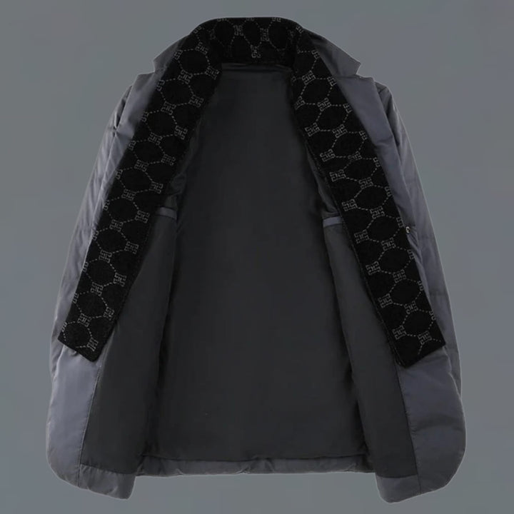 Blazer masculino acolchoado de inverno com enchimento quente elegante para o inverno