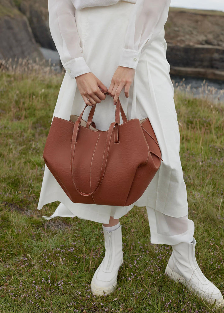 Damska torba skórzana pojemna shopper na laptopa jesienna do pracy