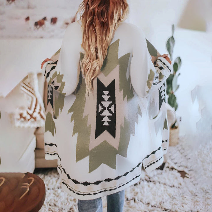 Kardigan damski wełniany oversize ciepły zimowy narzutka sweter casualowy modny