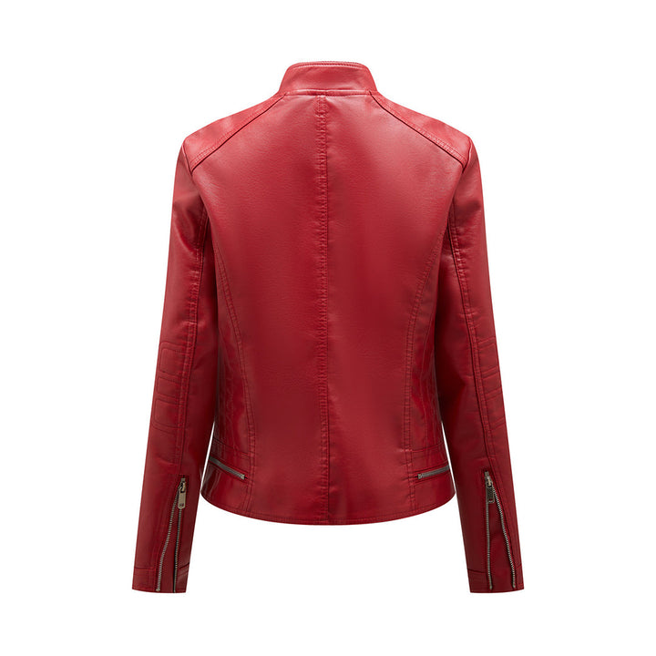 Kurtka damska skórzana biker ramoneska na wiosnę i jesień lekka elegancka casualowa