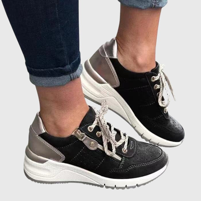 Sapatos ortopédicos femininos de pele para a temporada de outono, calçado confortável para o dia a dia