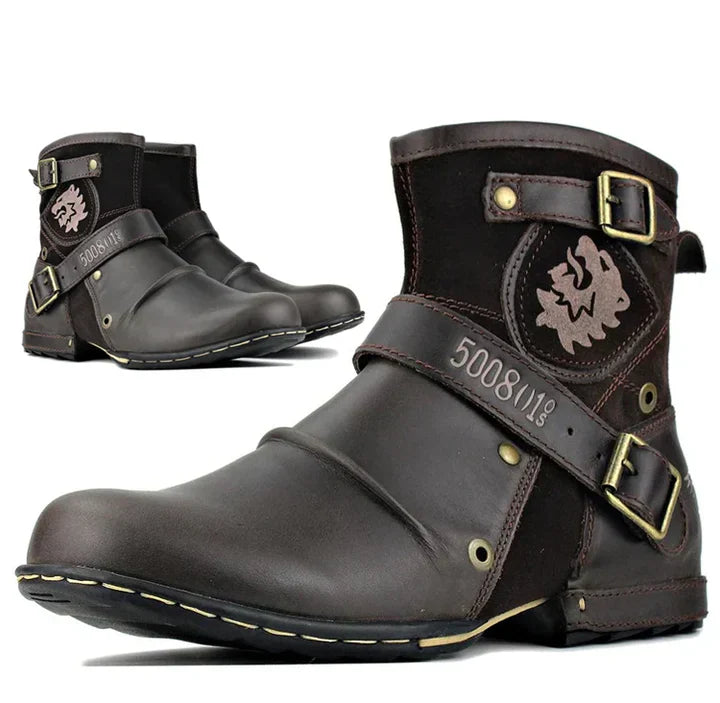 Botas de motociclista masculinas em pele para primavera, elegantes, casuais e estilosas