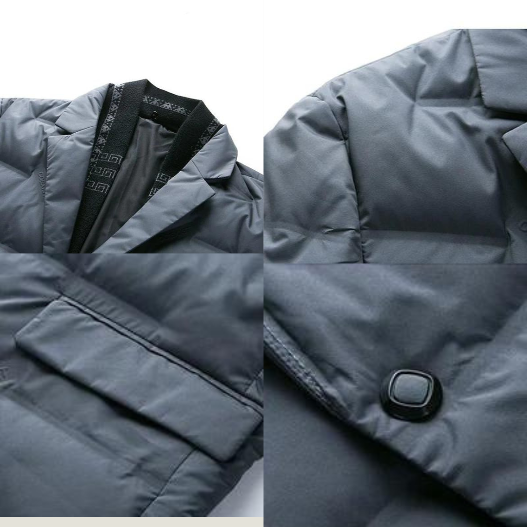 Blazer masculino acolchoado de inverno com enchimento quente elegante para o inverno