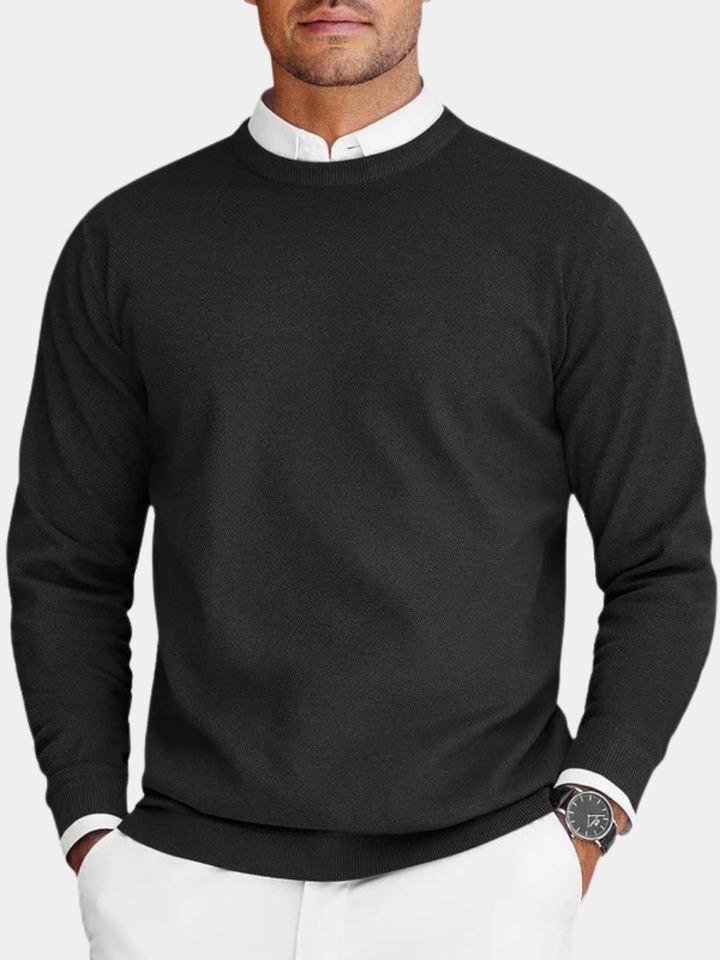 Sweter męski bawełniany z okrągłym dekoltem klasyczny jesienny