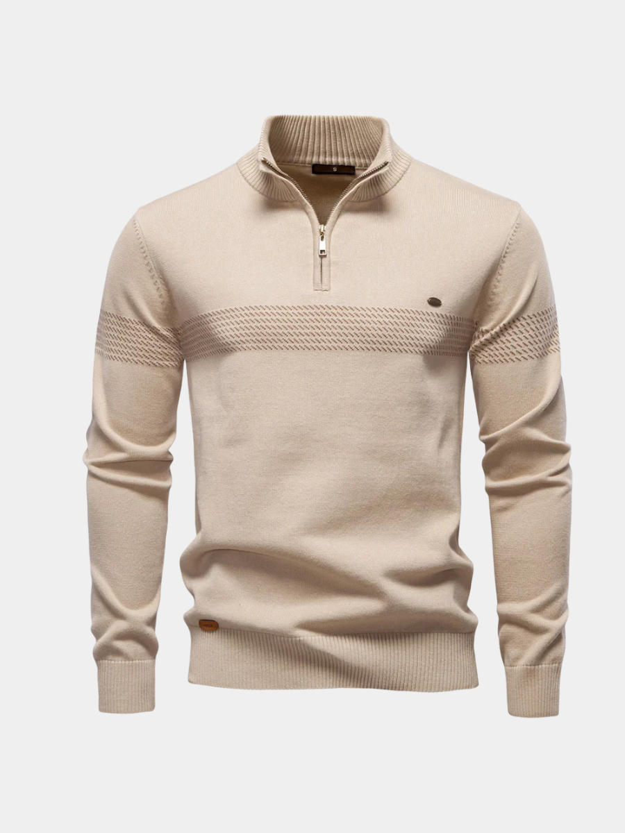 Dzianinowy sweter z krótkim zamkiem | Komfort i nowoczesny styl