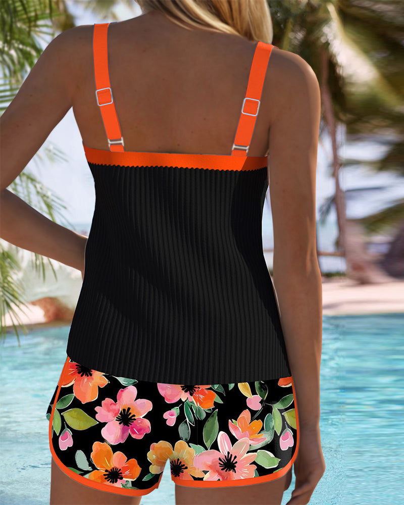 Strój kąpielowy tankini damski z spodenkami kąpielowymi modelujący sylwetkę na lato