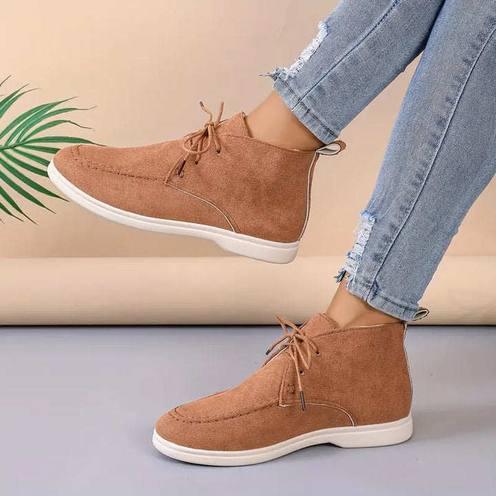 Dámské kožené boty na jaro pohodlné polobotky casual elegantní šněrovací