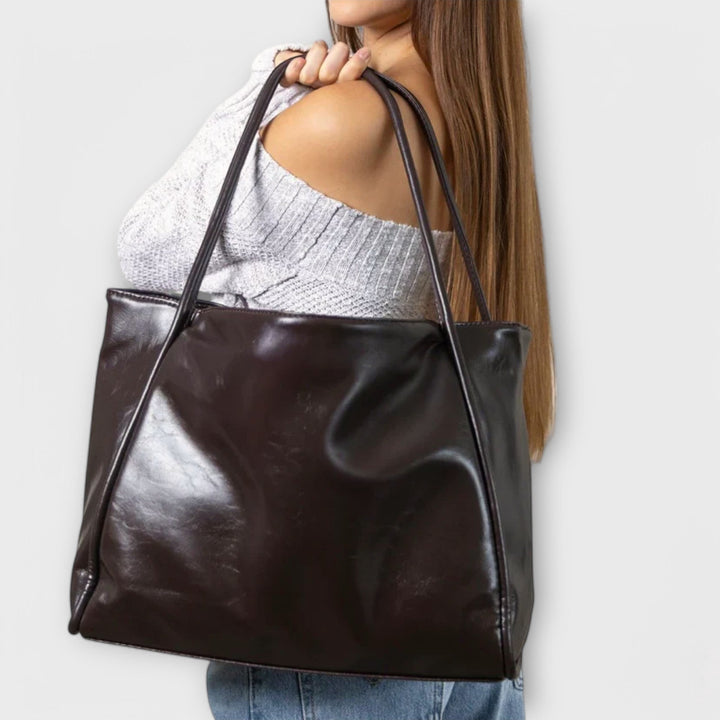 Torba damska tote vintage ze skóry ekologicznej na sezon jesienny do pracy i na co dzień