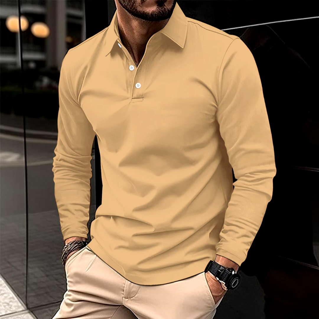 Męska koszulka polo z długim rękawem bawełniana longsleeve casual na jesień