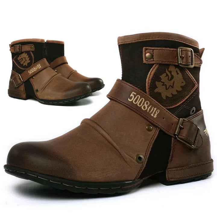 Botas de motociclista masculinas em pele para primavera, elegantes, casuais e estilosas