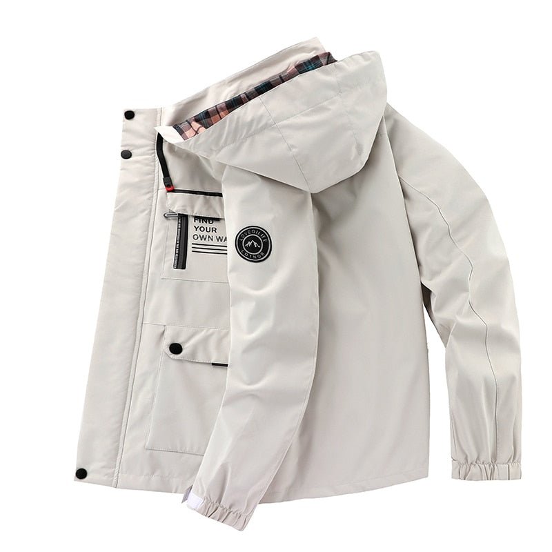 Kurtka męska softshell z kapturem wodoodporna ocieplana na wiosnę outdoorowa