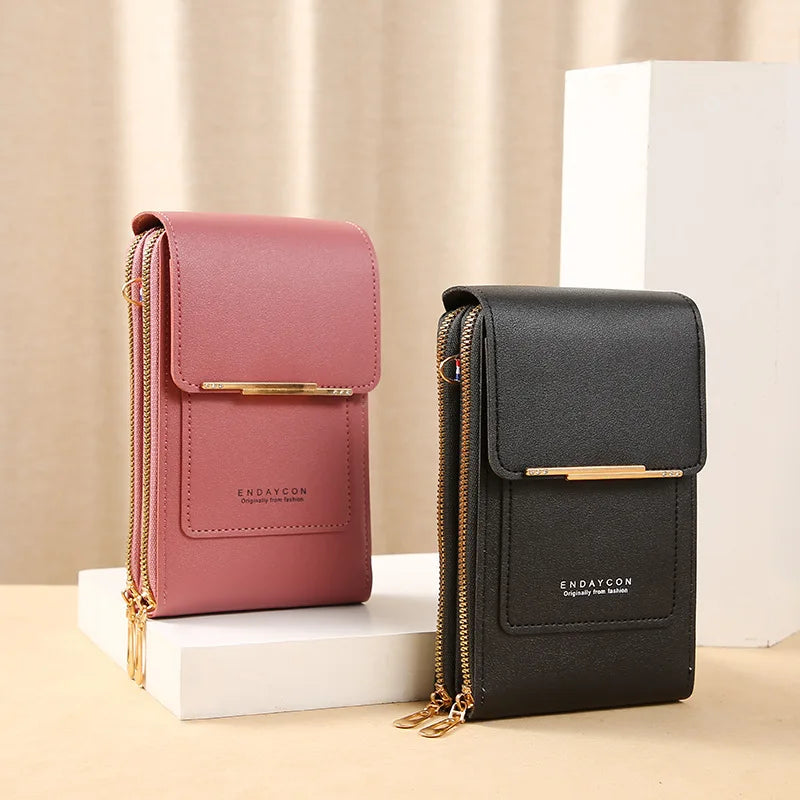 Torba na telefon crossbody damska ze skóry PU z portfelem regulowanym paskiem lato 2026