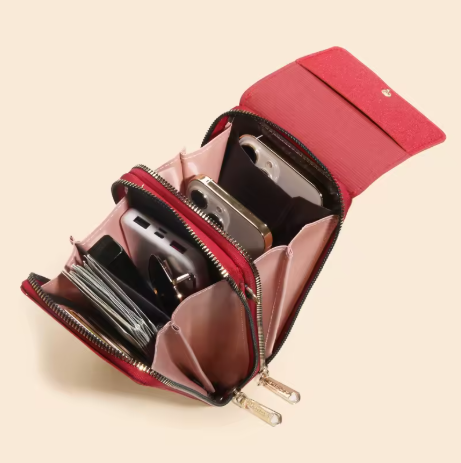 Torba na telefon crossbody damska ze skóry PU z portfelem regulowanym paskiem lato 2026
