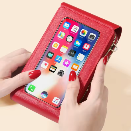 Torba na telefon crossbody damska ze skóry PU z portfelem regulowanym paskiem lato 2026