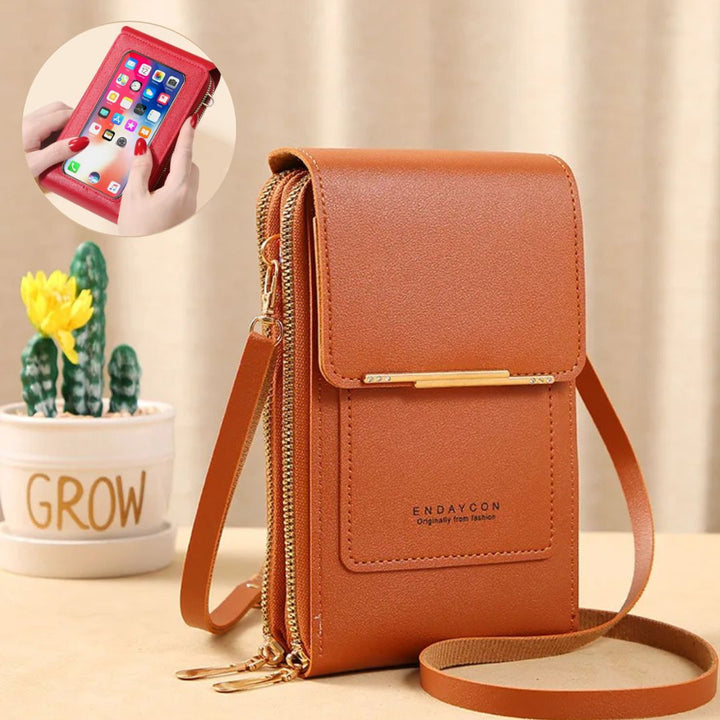 Torba na telefon crossbody damska ze skóry PU z portfelem regulowanym paskiem lato 2026