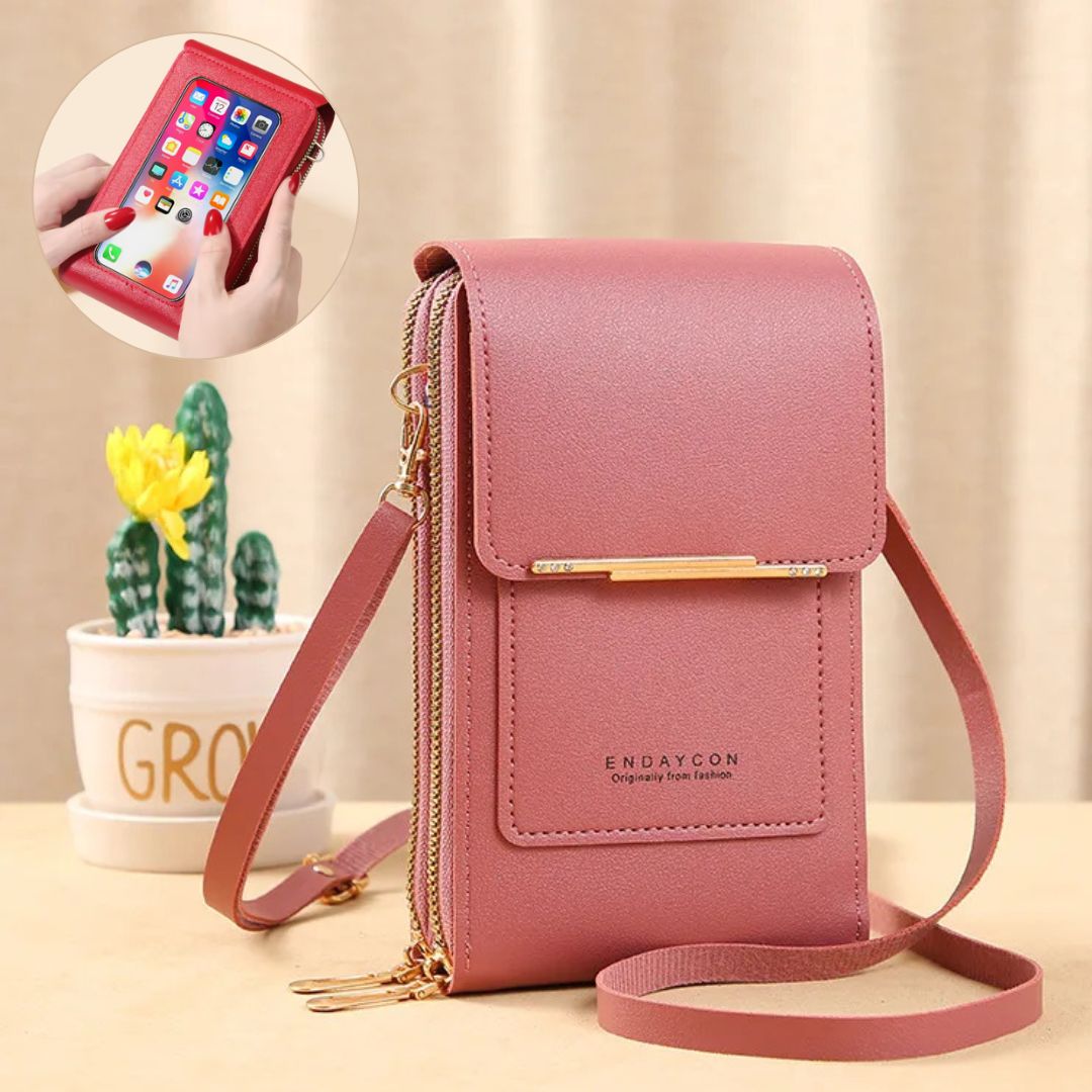 Torba na telefon crossbody damska ze skóry PU z portfelem regulowanym paskiem lato 2026