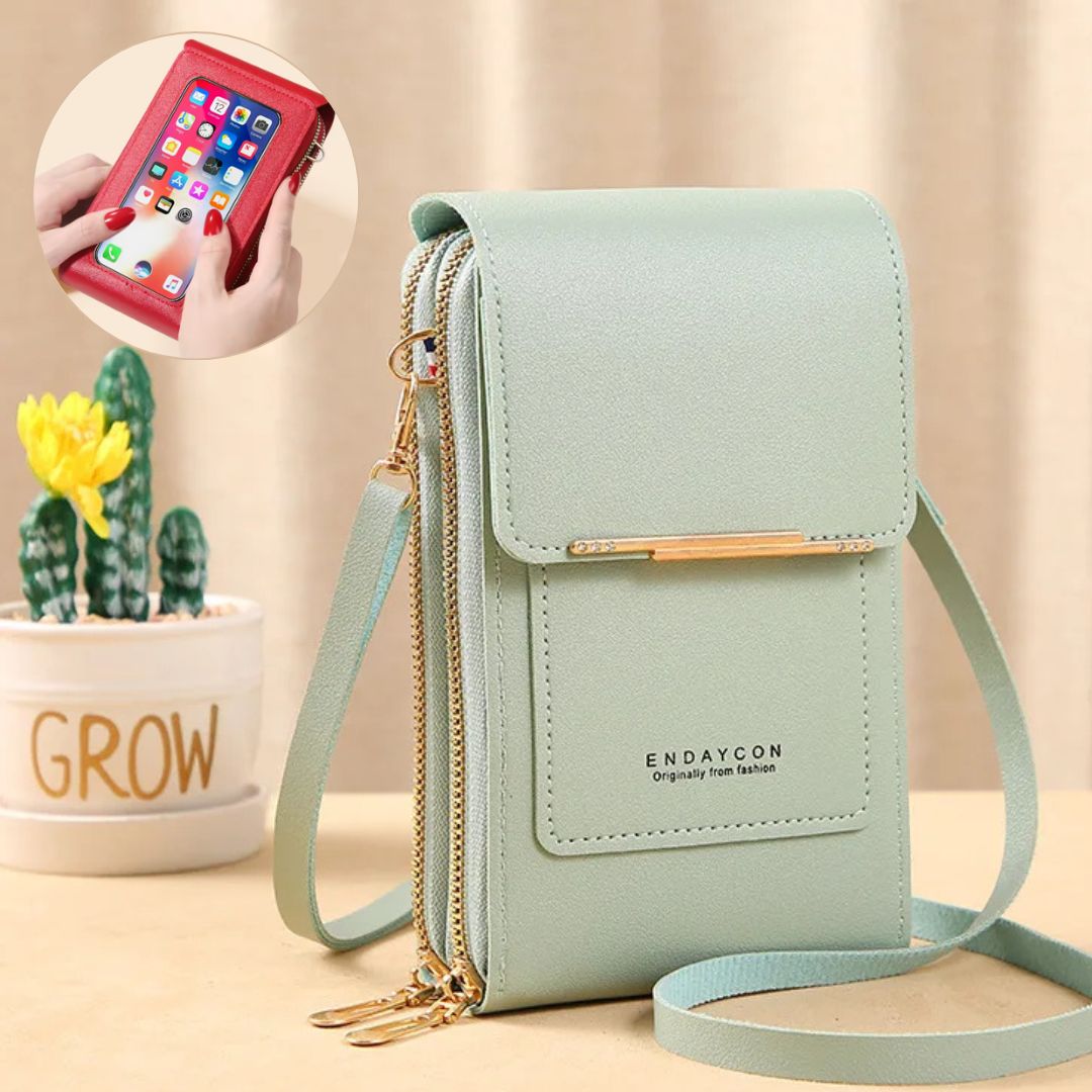 Torba na telefon crossbody damska ze skóry PU z portfelem regulowanym paskiem lato 2026