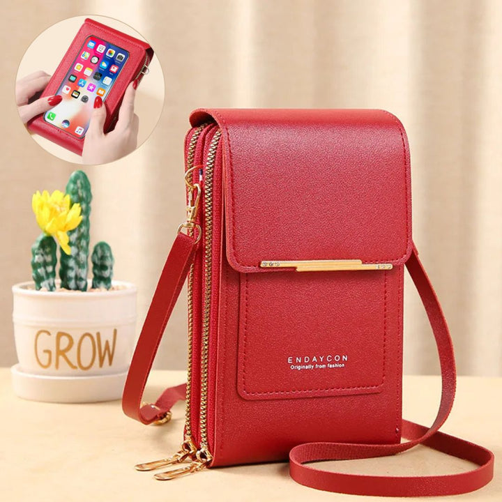 Torba na telefon crossbody damska ze skóry PU z portfelem regulowanym paskiem lato 2026
