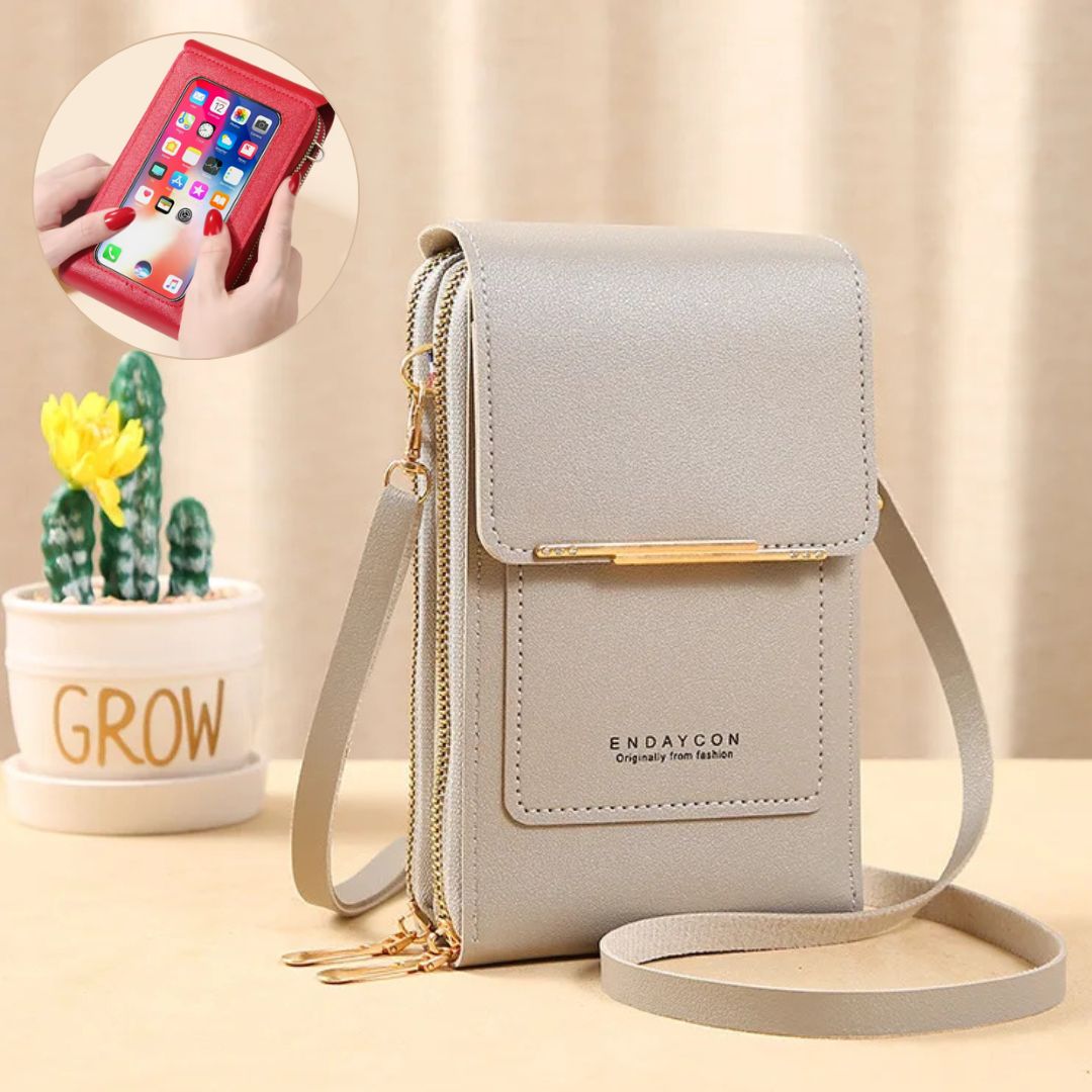 Torba na telefon crossbody damska ze skóry PU z portfelem regulowanym paskiem lato 2026