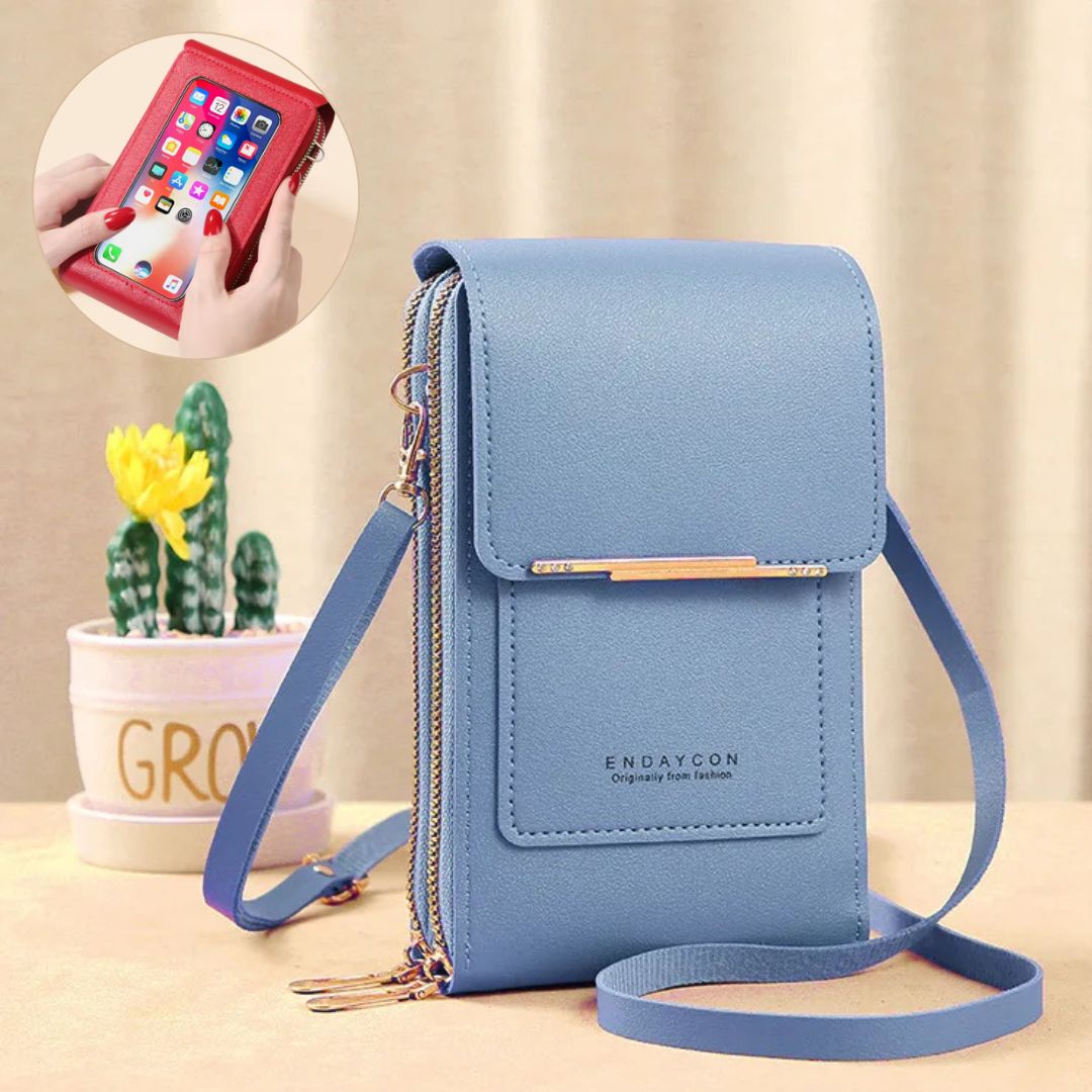 Torba na telefon crossbody damska ze skóry PU z portfelem regulowanym paskiem lato 2026