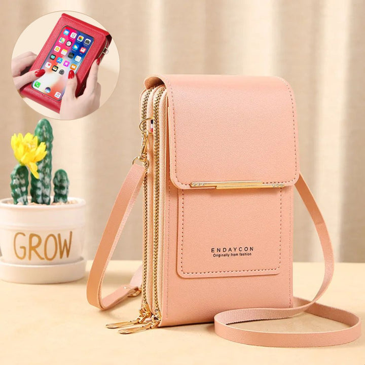 Torba na telefon crossbody damska ze skóry PU z portfelem regulowanym paskiem lato 2026