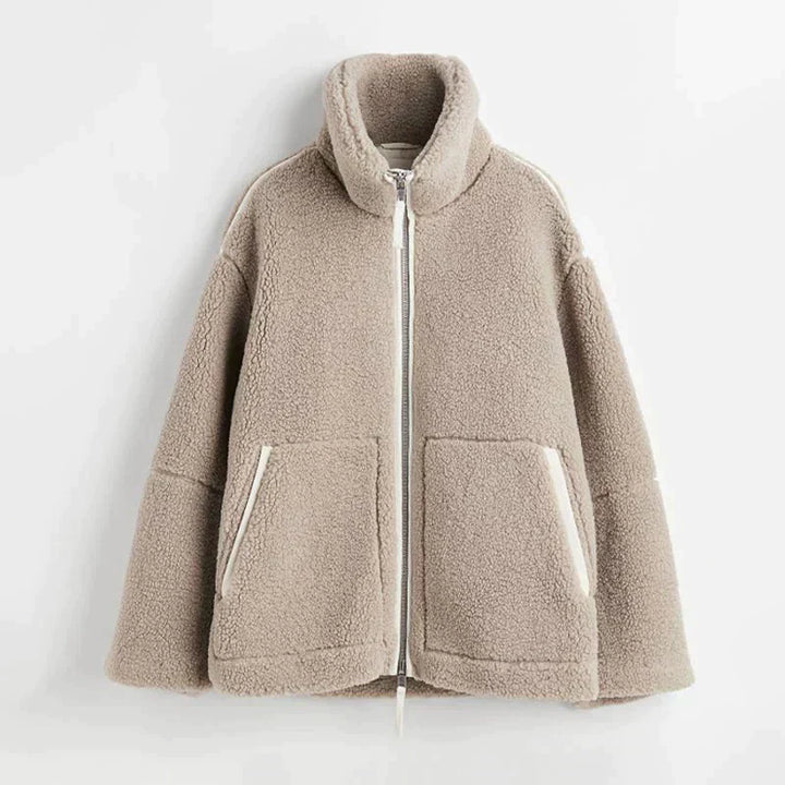 Kurtka damska teddy fleece na wiosnę ciepła kurtka polarowa oversize casual