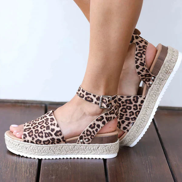 Sandały damskie skórzane na platformie espadryle letnie casual na lato