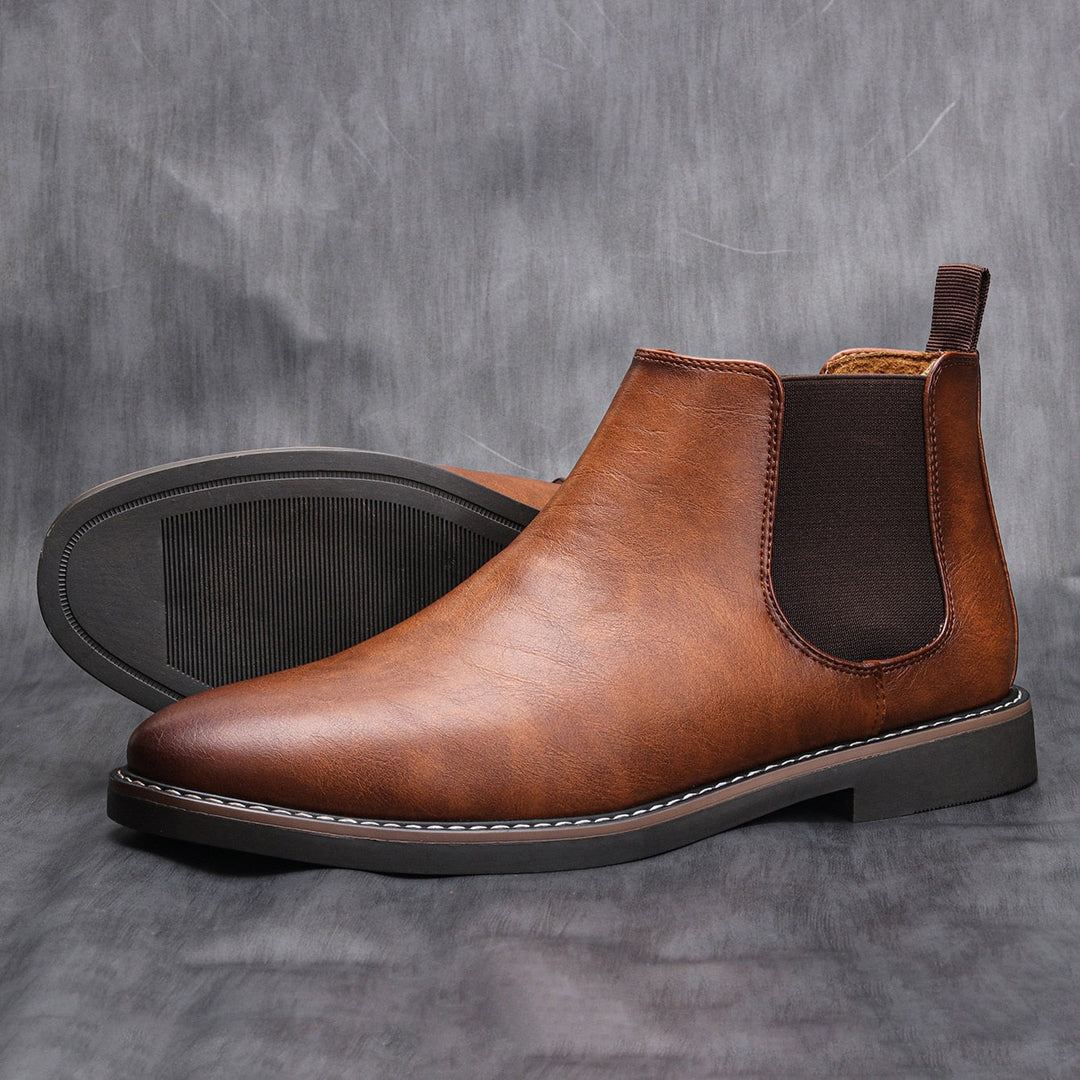 Buty męskie skórzane Chelsea eleganckie klasyczne wsuwane na jesień zimę casual