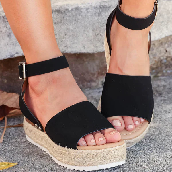 Sandały damskie skórzane na platformie espadryle letnie casual na lato